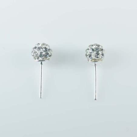 Earring ball 6mm. crystal white color