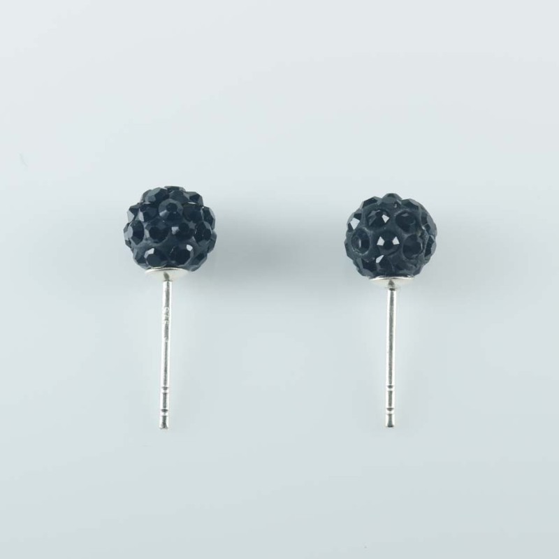 Earring ball 6mm. crystal black color