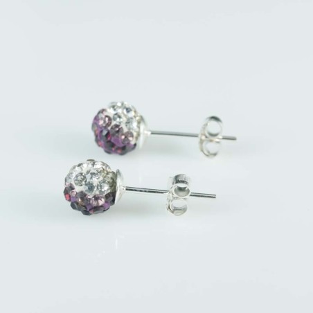 Earring ball 6mm. crystal Degrade amethyst color