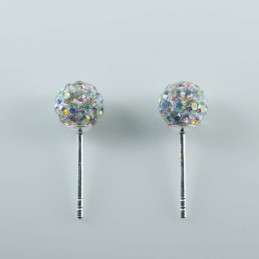 Earring ball 6mm. crystal ab aqua color