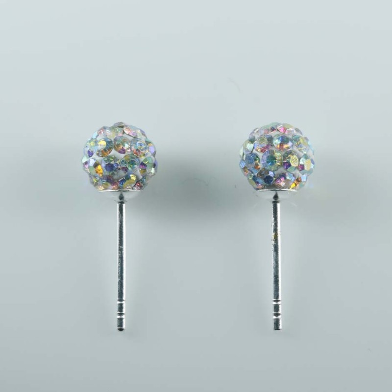 Earring ball 6mm. crystal ab aqua color