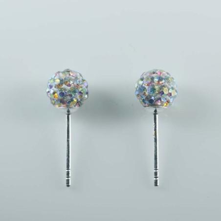 Earring ball 6mm. crystal ab aqua color