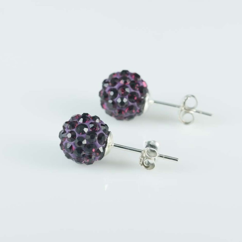 Earring ball 8mm. crystal ametisth color