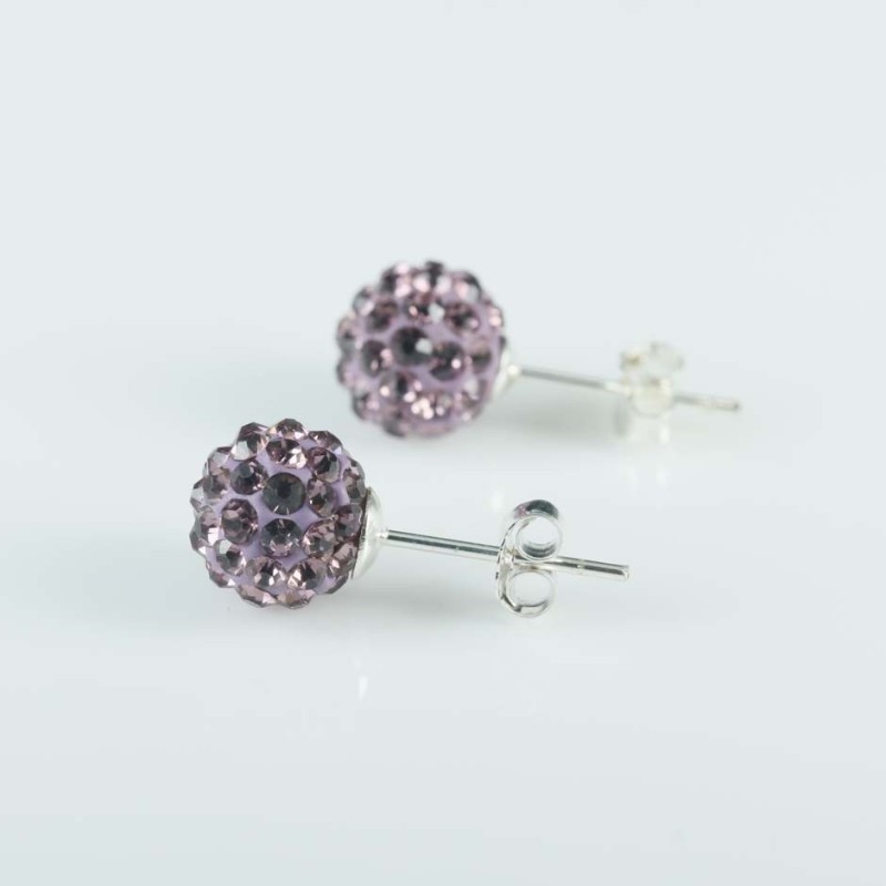 Earring ball 8mm. crystal ligth ametisth color