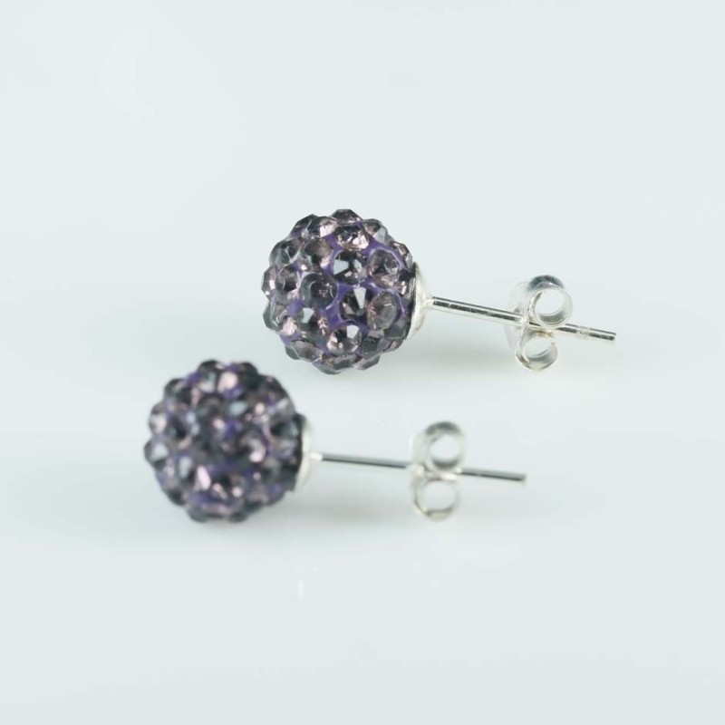 Earring ball 8mm. crystal lavander color