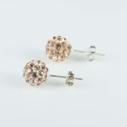 Earring ball 8mm. crystal ligth peach color