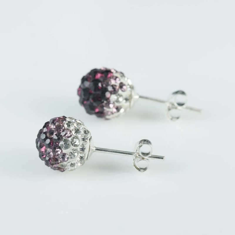 Earring ball 8mm. crystal degrade ametisth color