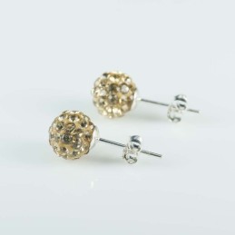 Earring ball 8mm. crystal ligth cotopaz color