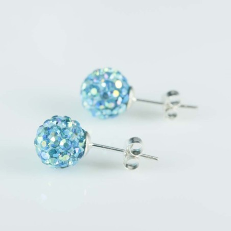 Earring ball 8mm. crystal ab aqua color