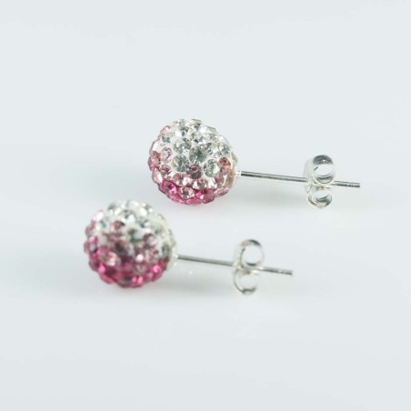 Earring ball 8mm. crystal degrade rose color