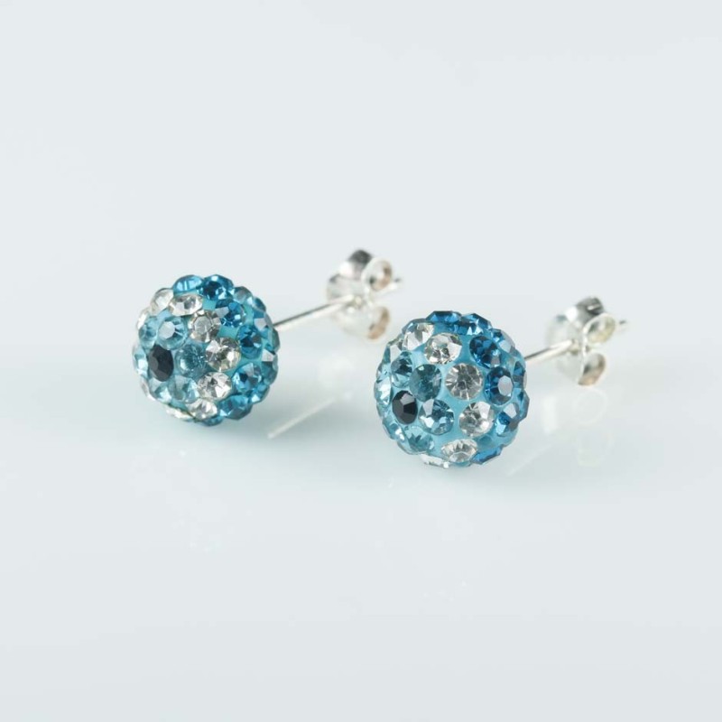 Earring ball 8mm. crystal degrade b. zircon color