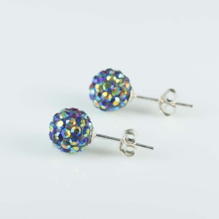 Earring ball 8mm. crystal ab.amethyst  color