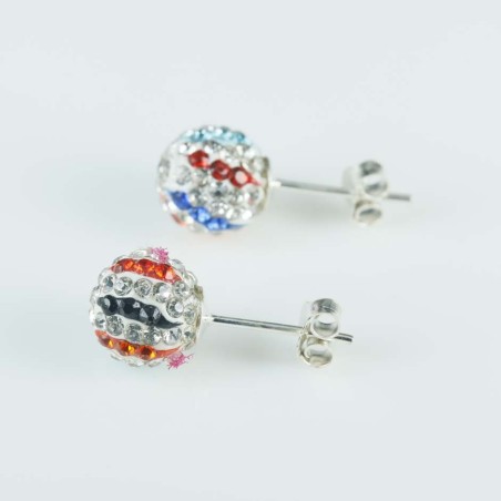 Earring ball 8mm. crystal black lines color