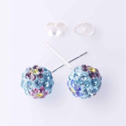 Earring ball 8mm. crystal flower color