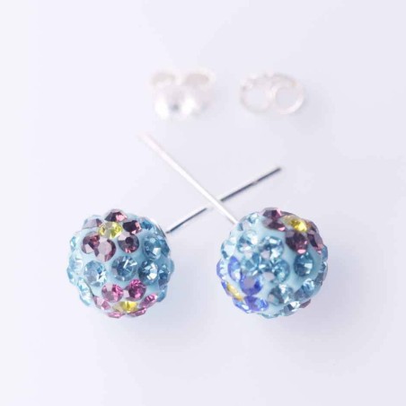 Earring ball 8mm. crystal flower color