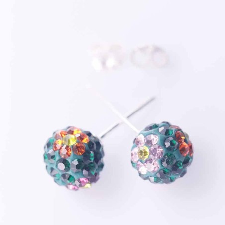 Earring ball 8mm. crystal flower color
