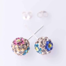 Earring ball 8mm. crystal flower color