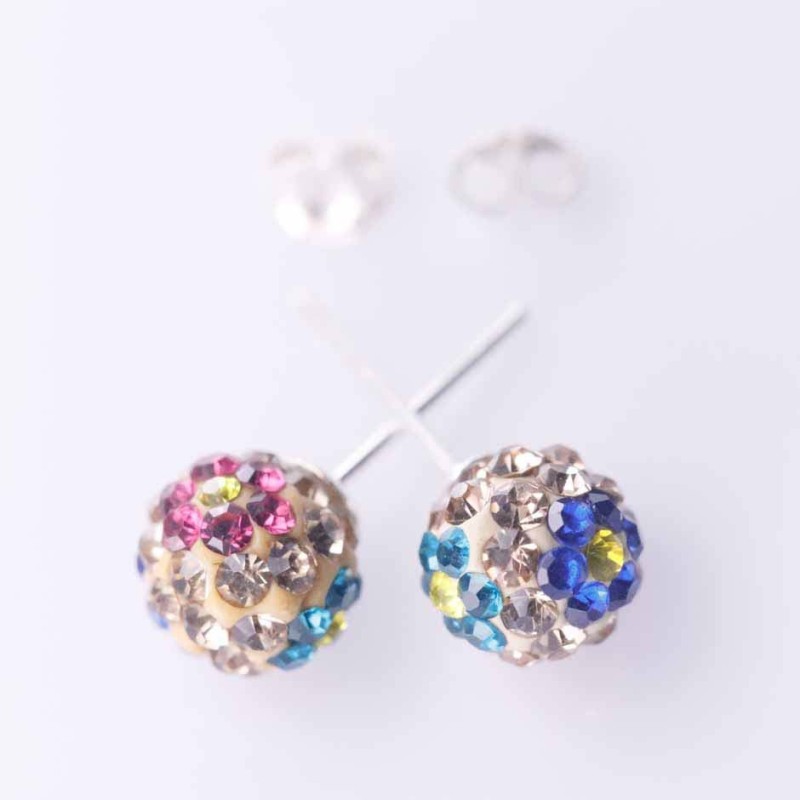 Earring ball 8mm. crystal flower color