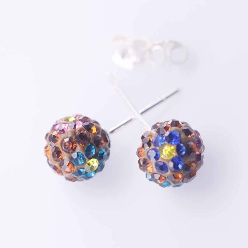 Earring ball 8mm. crystal flower color