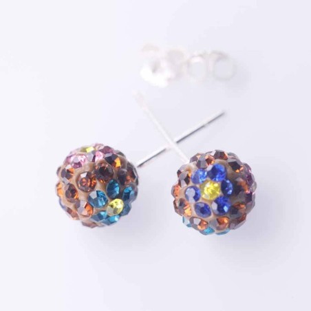 Earring ball 8mm. crystal flower color