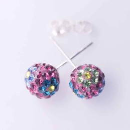 Earring ball 8mm. crystal flower color