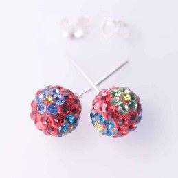 Earring ball 8mm. crystal flower color