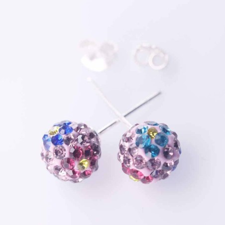 Earring ball 8mm. crystal flower color