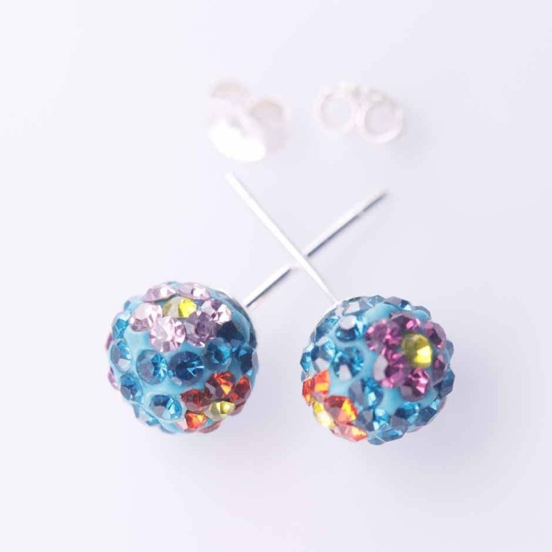 Earring ball 8mm. crystal flower color