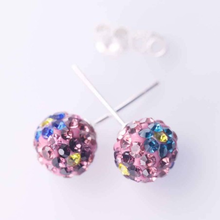 Earring ball 8mm. crystal flower