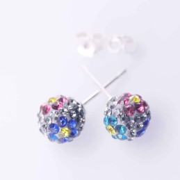 Earring ball 8mm. crystal flower color