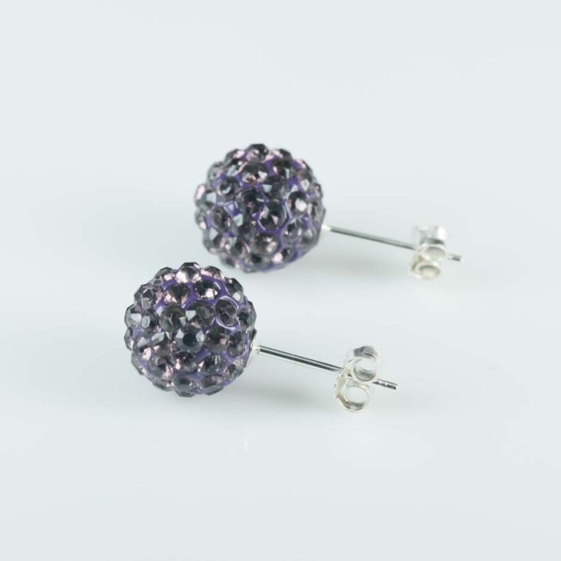 Earring ball 10mm. crystal ametisth color