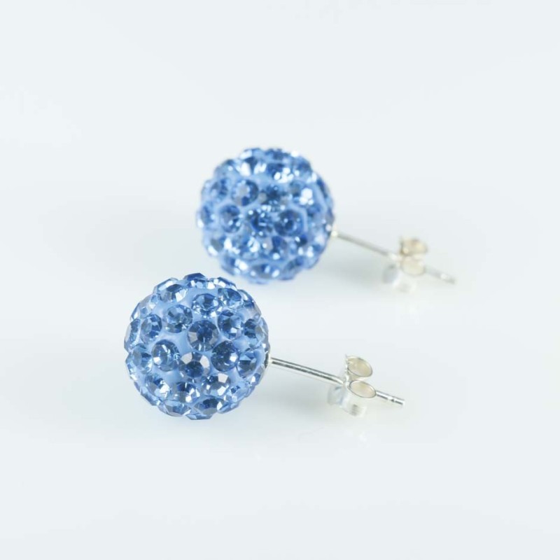 Earring ball 10mm. crystal ligth zafire color