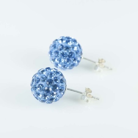 Earring ball 10mm. crystal ligth zafire color
