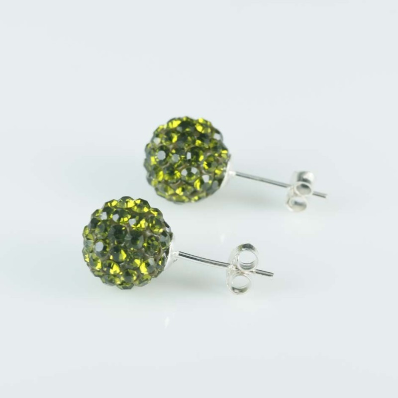 Earring ball10mm. crystal Peridote color