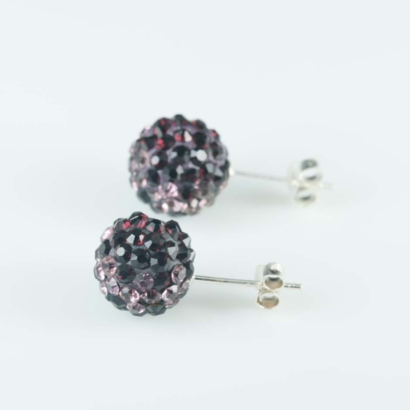 Earring ball 10mm. crystal degrade ametisth with b