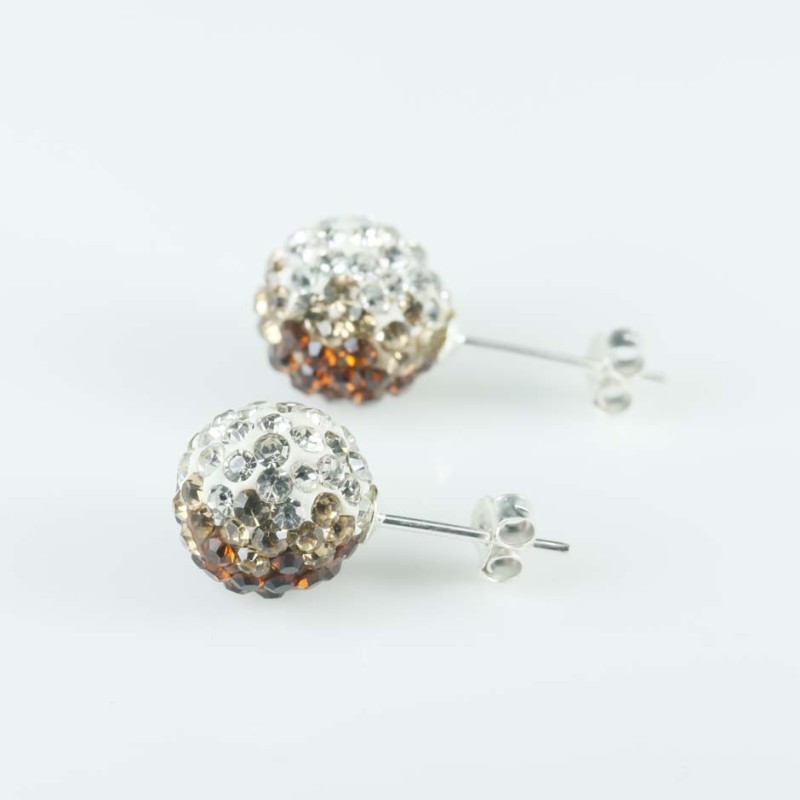 Earring ball 10mm. crystal degrade red color