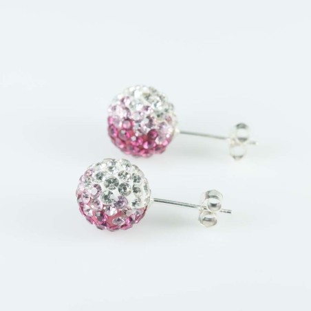 Earring ball 10mm. crystal degrade rose color