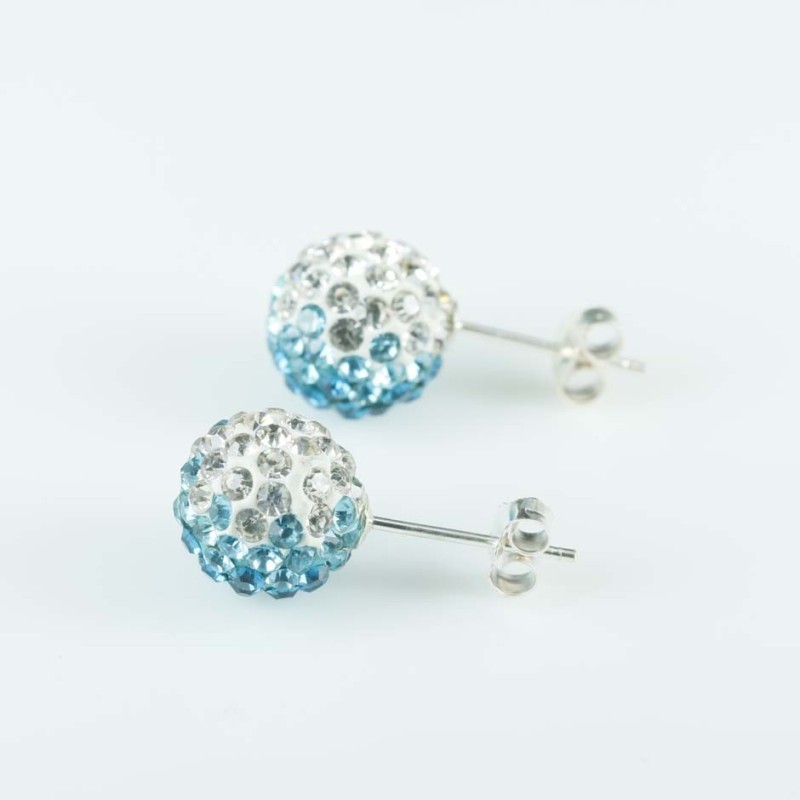 Earring ball 10mm. crystal degrade b. zircon color