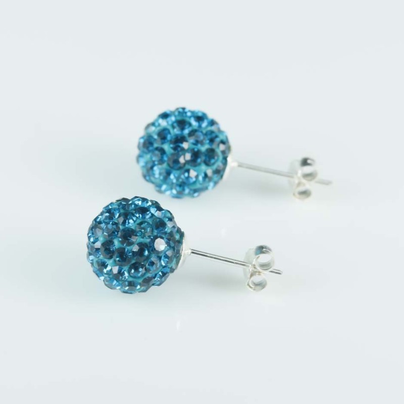 Earring ball10mm. crystal b.zircon color