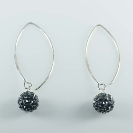 Ea hoop ball  8mm. crystal hematite color