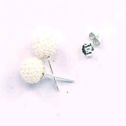 Earring ball 6mm. micro pearl white h1 color