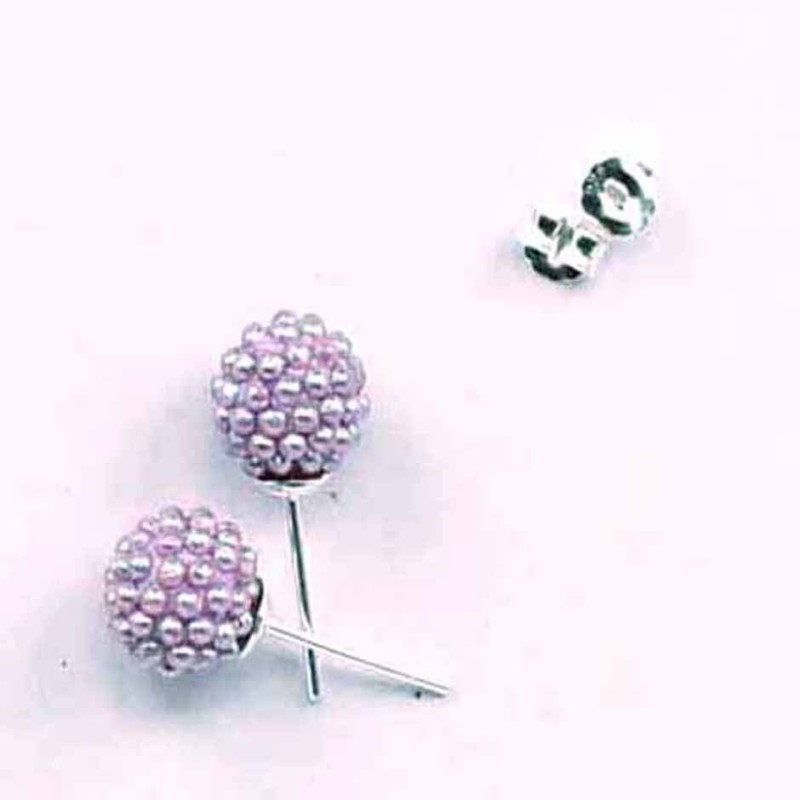 Earring ball 6mm. micro pearl light ametisth color