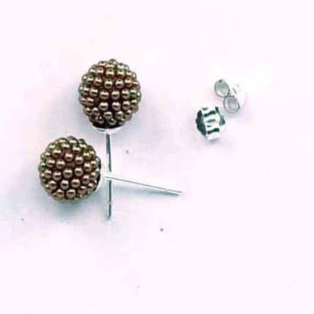 Earring ball 6mm. micro pearl golden color