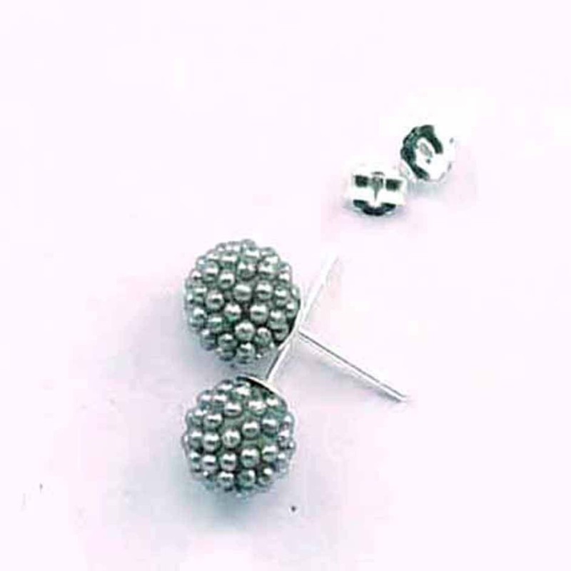 Earring ball 6mm. micro pearl grey color