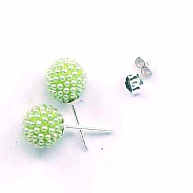 Earring ball 6mm. micro pearl olivine color