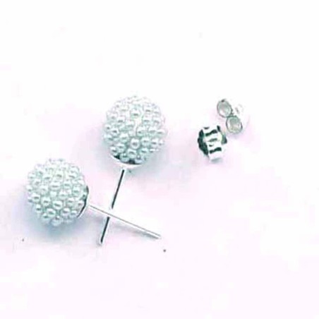 Earring ball 6mm. micro pearl sup ligth grey color