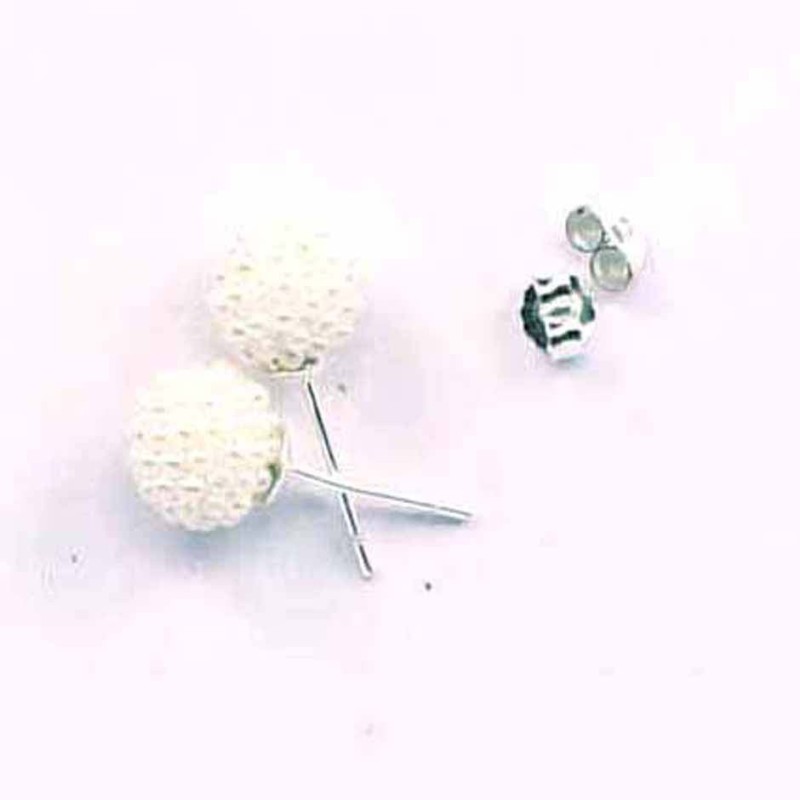 Earring ball 8mm. micro pearl white h1 color