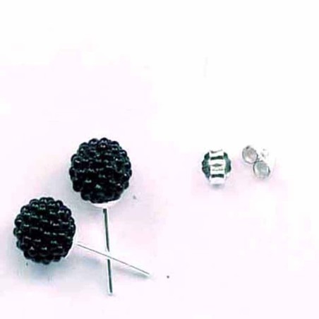 Earring ball 8mm. micro pearl black color