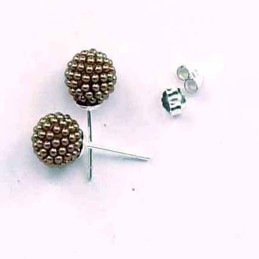 Earring ball 8mm. micro pearl coffe color
