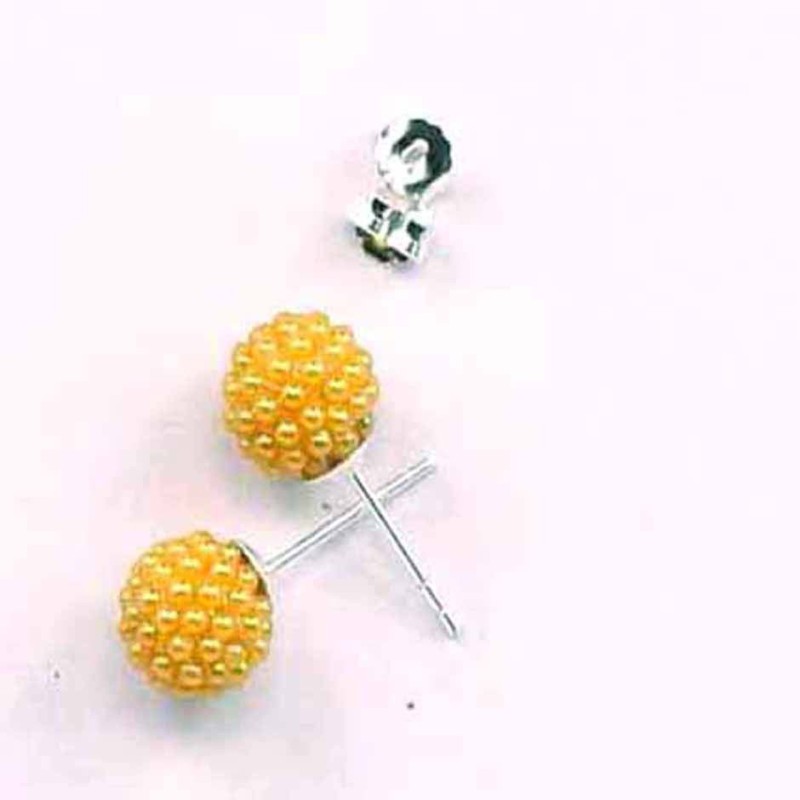 Earring ball 10m. micro pearl ligth co topaz color